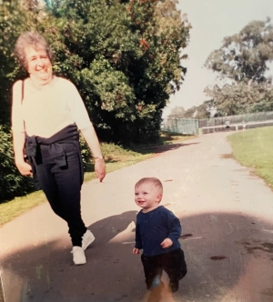 Z and my mom, Gerry, when he just started to learn how to walk